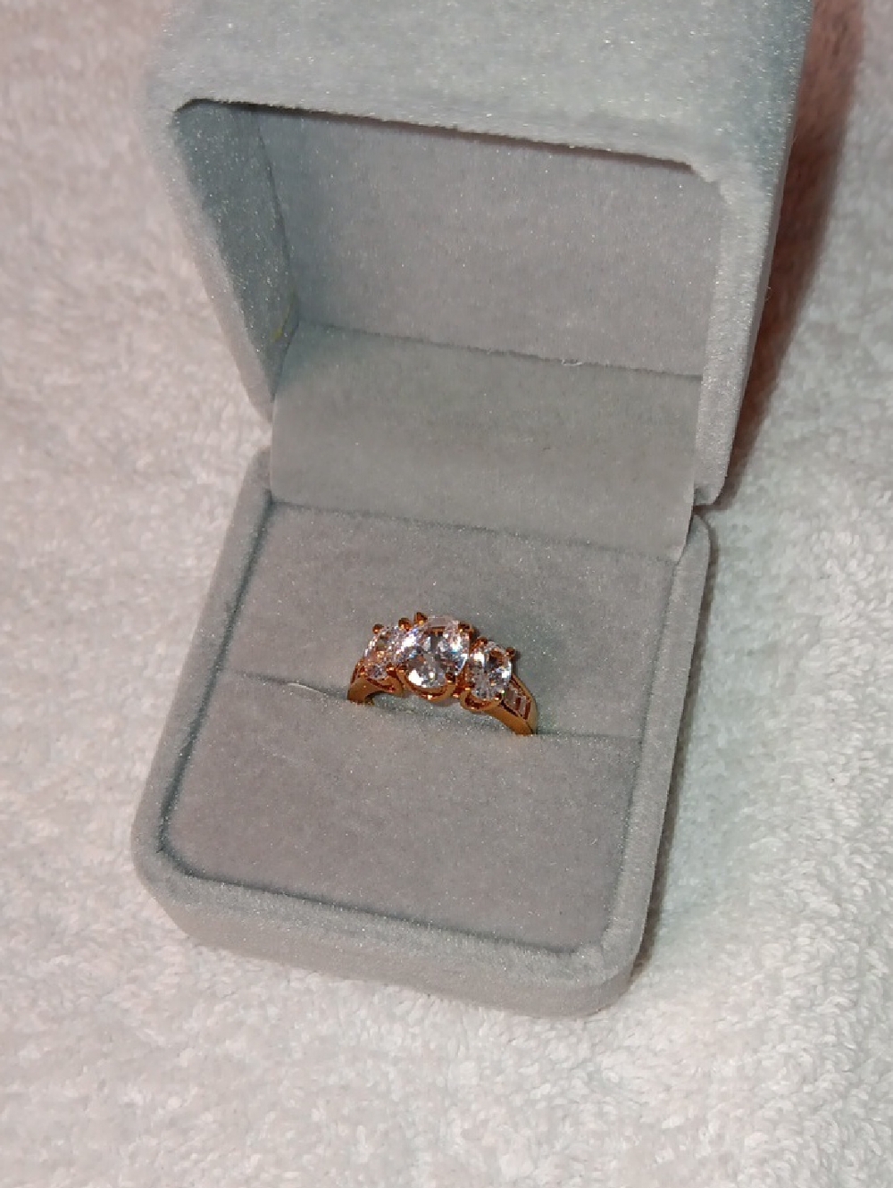 Three-Stone 14k GP Ring with Large CZ's Size 8